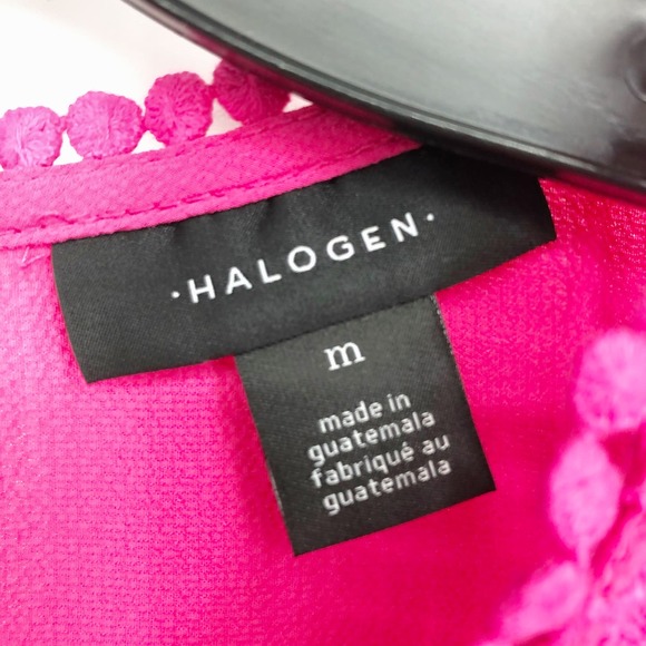 Halogen Womens Top Medium Pink Lace Crepe Stretch Jewel Neck Sleeveless NWOT - Picture 7 of 9